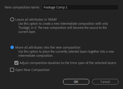 precompose dialog